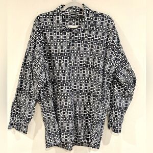 VERSACE Jeans Couture Vintage Sz L Black and White Geometric Dress Shirt